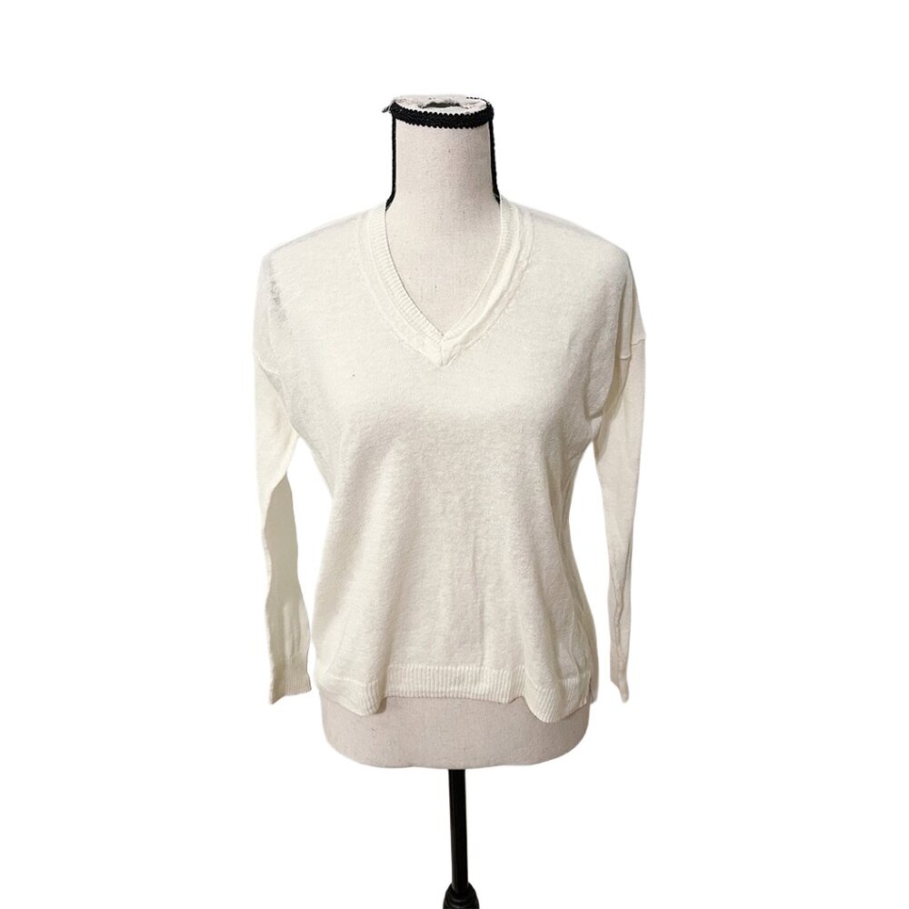 Madewell V Neck Top | Lightweight Summer Linen Blend | XS